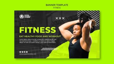 Flat Design Fitness and Gym Banner Template – Free Download