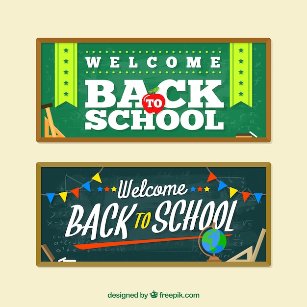 Chalkboard School Banner Collection – Free Download