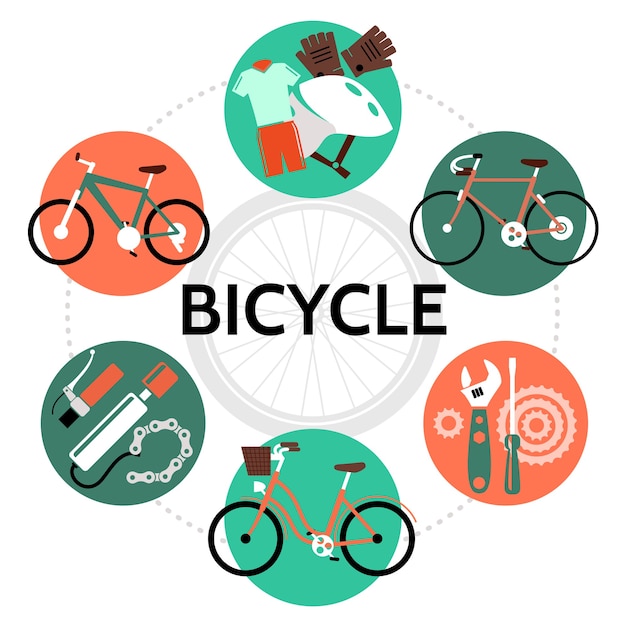 Bicycle Round Template in Flat Style – Free Download