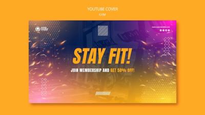 Gym and Fitness YouTube Cover Template – Free Download