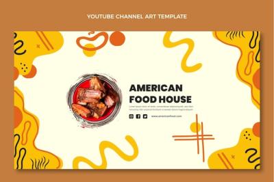 Flat Design American Food YouTube Channel Art – Free Download