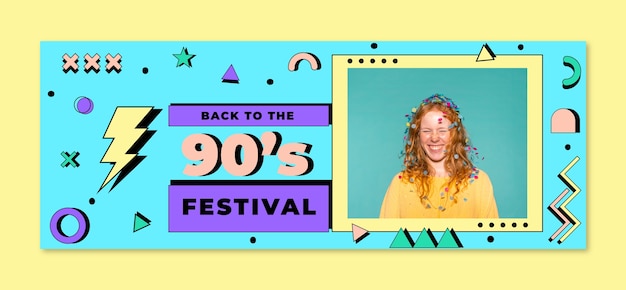 90s Party Social Media Cover Template – Free Download