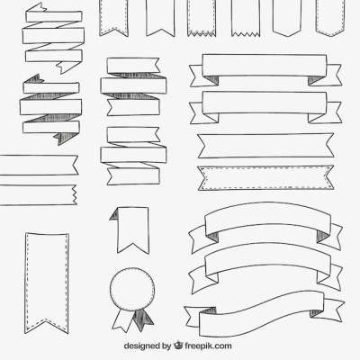 Hand Drawn Ribbons Collection – Download Free Stock Photos