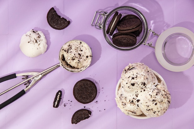 Top View of Delicious Ice Cream and Cookies – Free Download