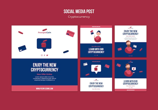 Cryptocurrency Design Template for Social Media Posts – Free Download