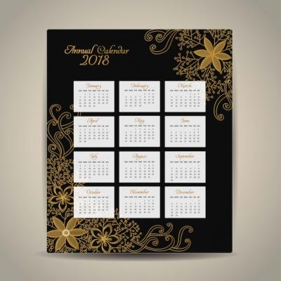 Golden Design 2018 Calendar – Free Download