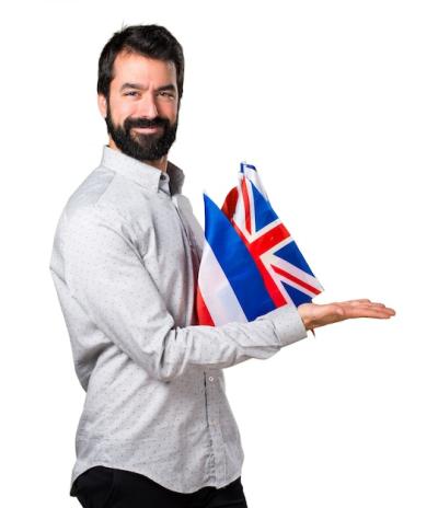 Handsome Man with Beard Holding Flags – Free Stock Photo, Download Free