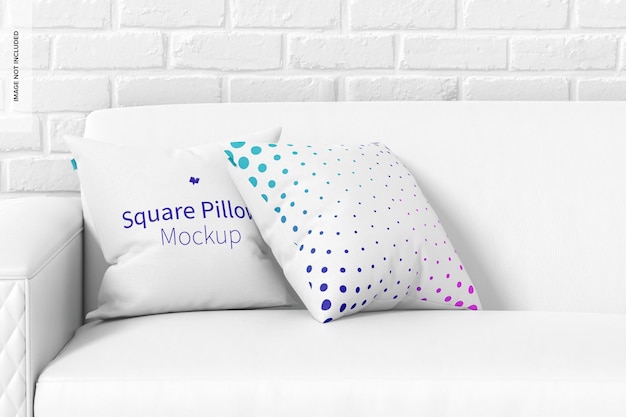 Square Pillows on the Sofa Mockup – Free Stock Photo Download