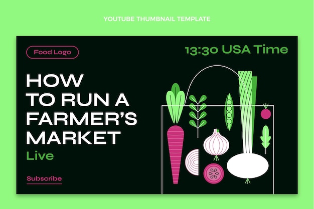 Flat Food Design Template for YouTube Thumbnail – Free Download