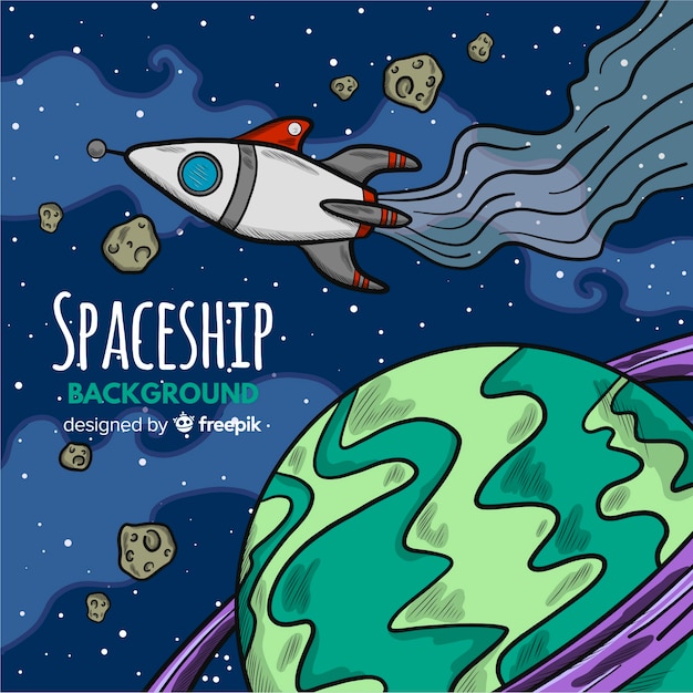 Hand Drawn Spaceship Background – Free Download