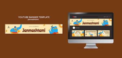 Janmashtami Celebration YouTube Banner Template – Free Download