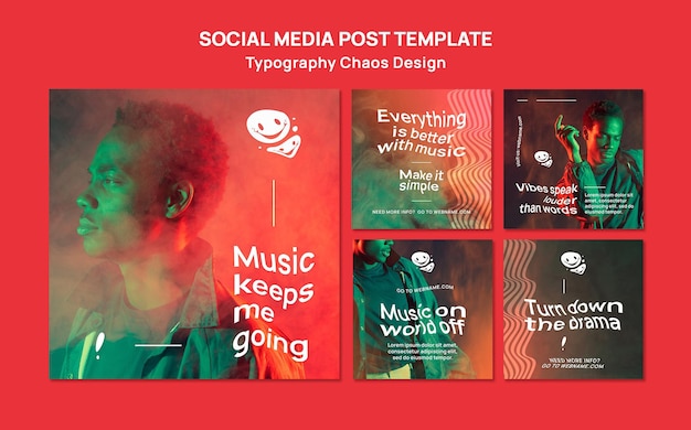 Music-Themed Instagram Post Collection Featuring Man and Fog – Free Download