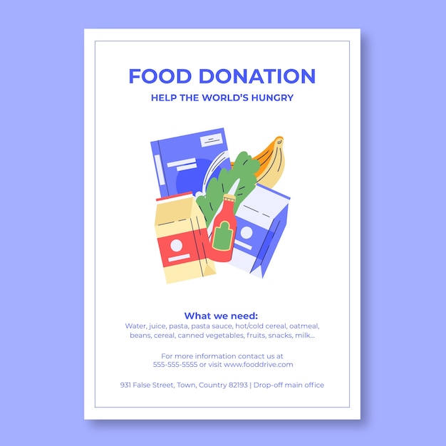 Hand Drawn Food Donation Poster – Free Download