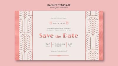 Rose Gold Invitation Banner Template – Free Download