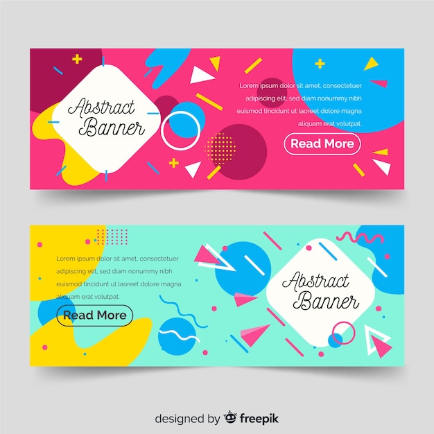 Modern Abstract Banners with Flat Design – Free Download