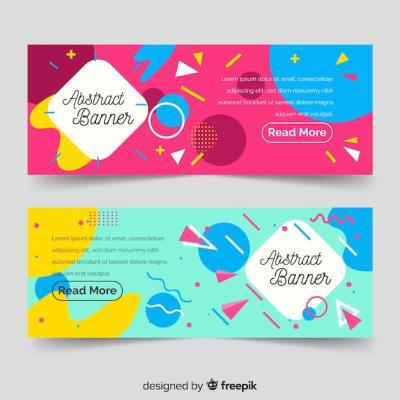 Modern Abstract Banners with Flat Design – Free Download