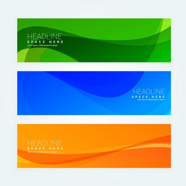 Three Colorful Banners with Wavy Shapes – Free to Download