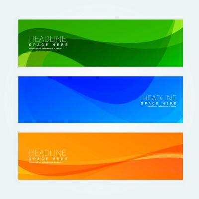 Three Colorful Banners with Wavy Shapes – Free to Download