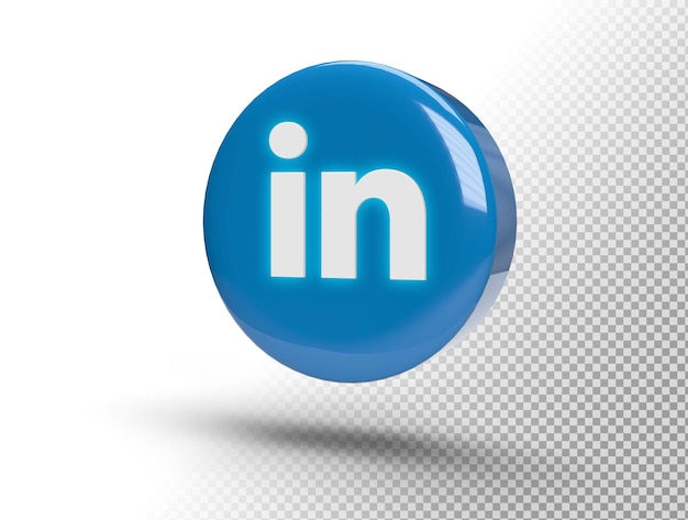 Realistic 3D Circle with Glowing LinkedIn Logo – Free Download