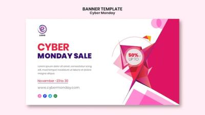 Realistic Cyber Monday Banner Template – Free Download