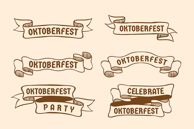 Hand Drawn Oktoberfest Ribbons Collection – Free Download