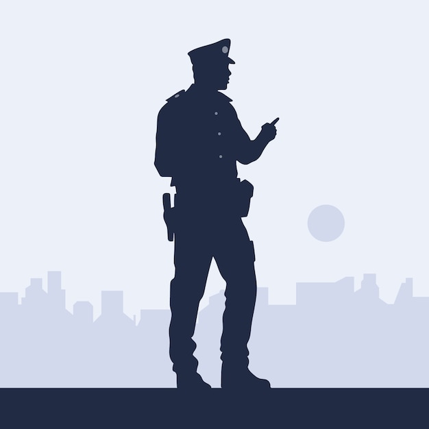 Hand Drawn Policeman Silhouette Illustration – Free to Download