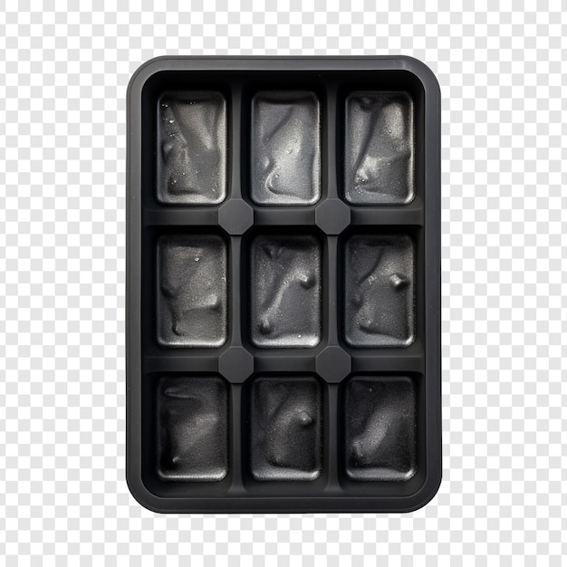 Isolated Black Silicone Ice Cube Tray on Transparent Background – Free Download