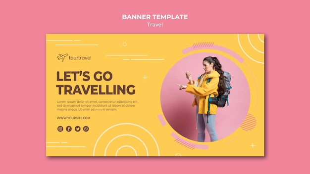 Horizontal Banner Template for Traveling Experience – Free Download