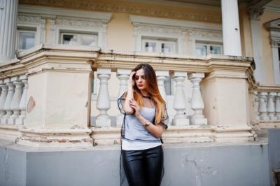 Fashionable Woman Posing in Black Transparent Clothes and Leather Pants – Free Stock Photo Download