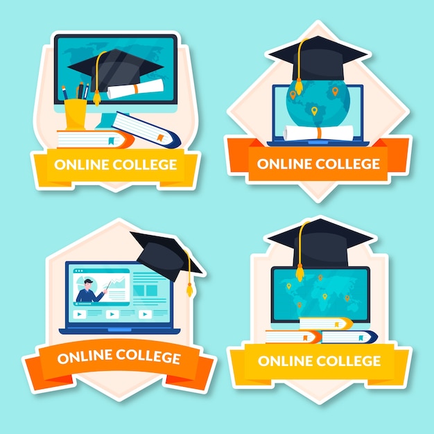 Flat Design Online College Labels Template – Free Download