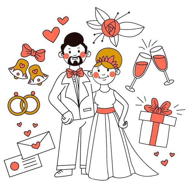 Hand Drawn Wedding Couples – Free Download Stock Photos