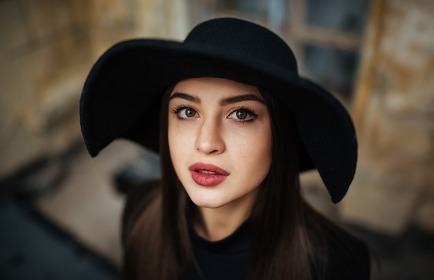 Young Casual Lady in Hat and Black Clothes – Free Stock Photo for Download