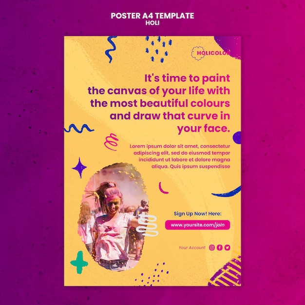 Flat Design Holi Festival Template – Free Download