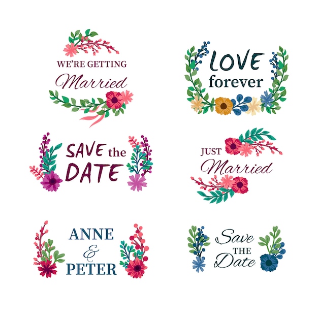 Floral Wedding Badges: Free Download for Stunning Vector Templates