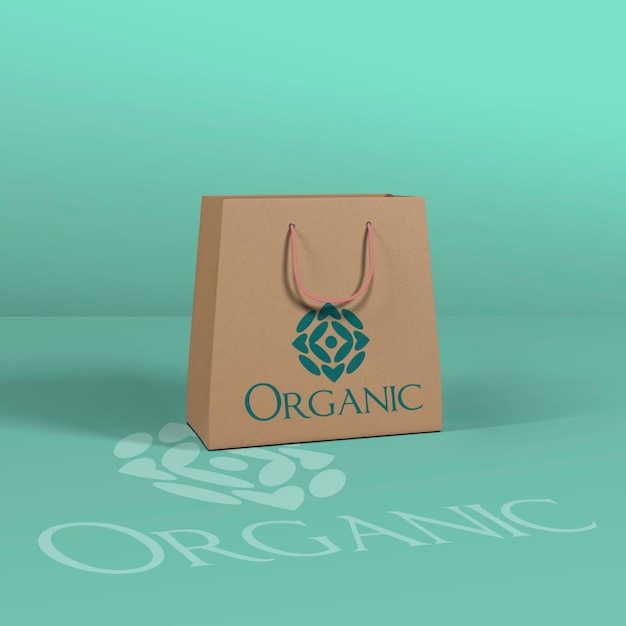 A Brown Paper Bag with an Organic Logo – Free Stock Photo for Download