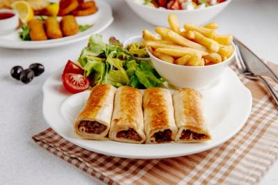 Delicious Doner Wrapped in Lavash with Fries – Free Download