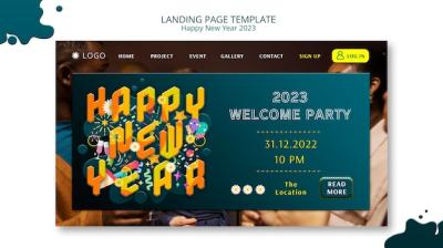 New Year 2023 Landing Page Template Design – Free Download