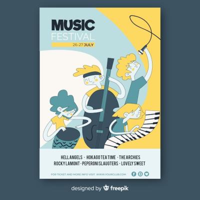 Hand Drawn Music Festival Poster – Free to Download