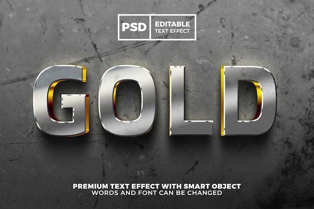 Modern Gold and Silver Metal Bold 3D Editable Text Effect – Free Download