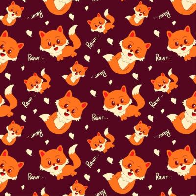 Cute Fox Seamless Pattern on Purple Background – Free Download