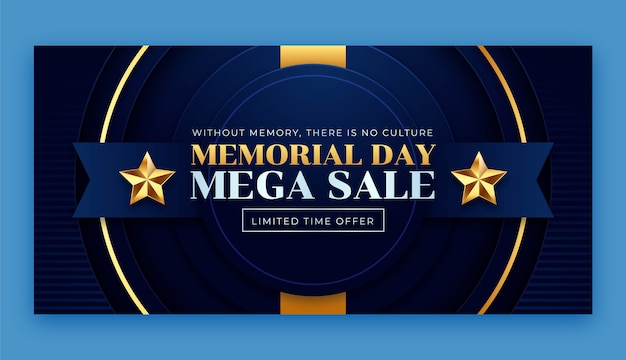 Gradient Horizontal Sale Banner Template for USA Memorial Day Celebration – Free to Download