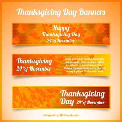 Thanksgiving Banners Featuring Dry Leaves – Free Download