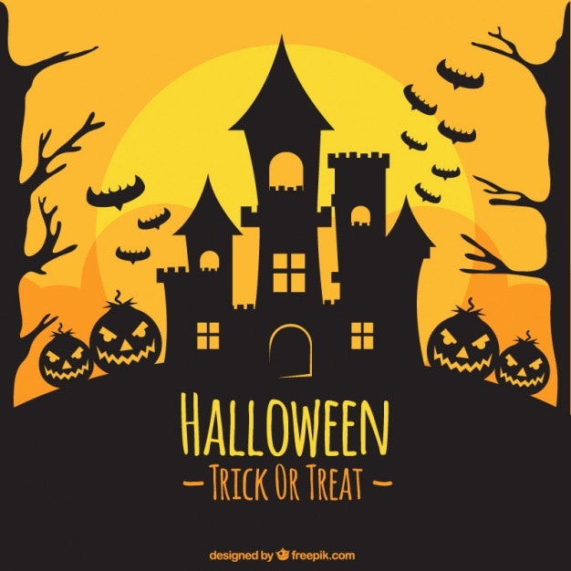 Halloween Background Silhouette of Castle – Free Download