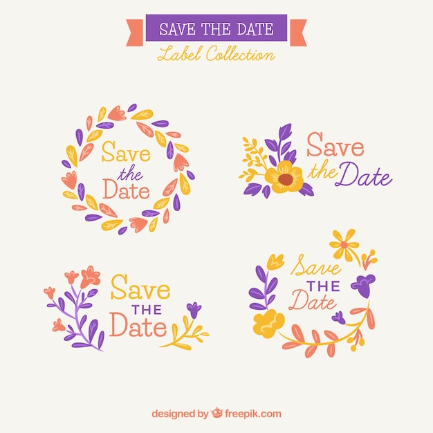 Colorful Floral Wedding Labels for Free Download