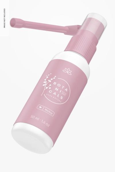 50 ml Plastic Spray Bottle Mockup, Floating – Free Download