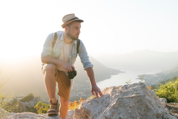 Male Traveler Enjoying the Outdoors in Montenegro – Download Free Stock Photo