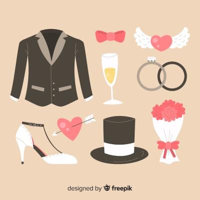 Flat Wedding Element Collection – Free Download