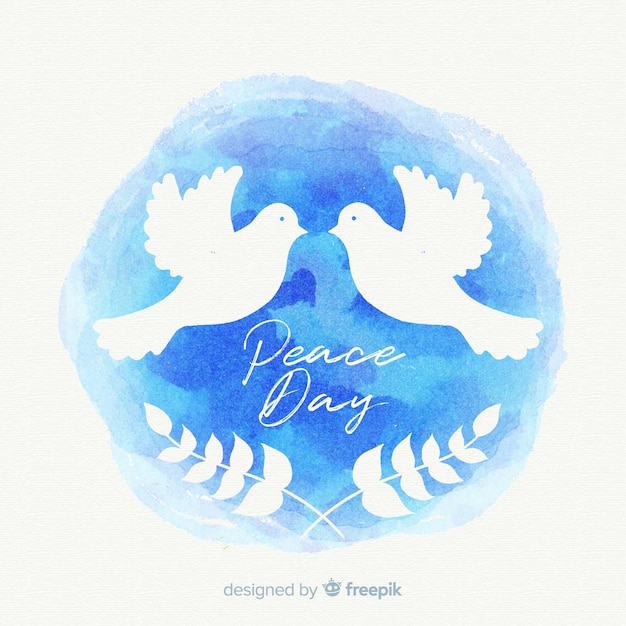 Lovely Dove Watercolor Peace Day Composition – Free Download