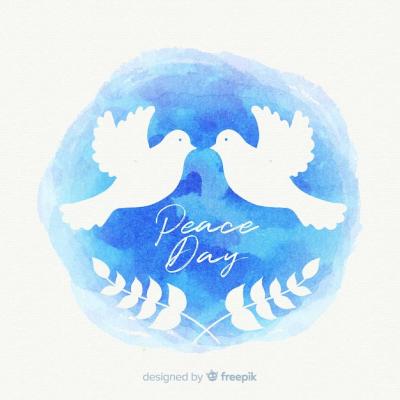 Lovely Dove Watercolor Peace Day Composition – Free Download