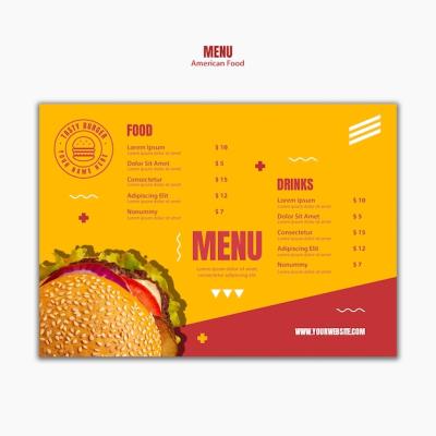 Burger American Food Menu Template – Free to Download